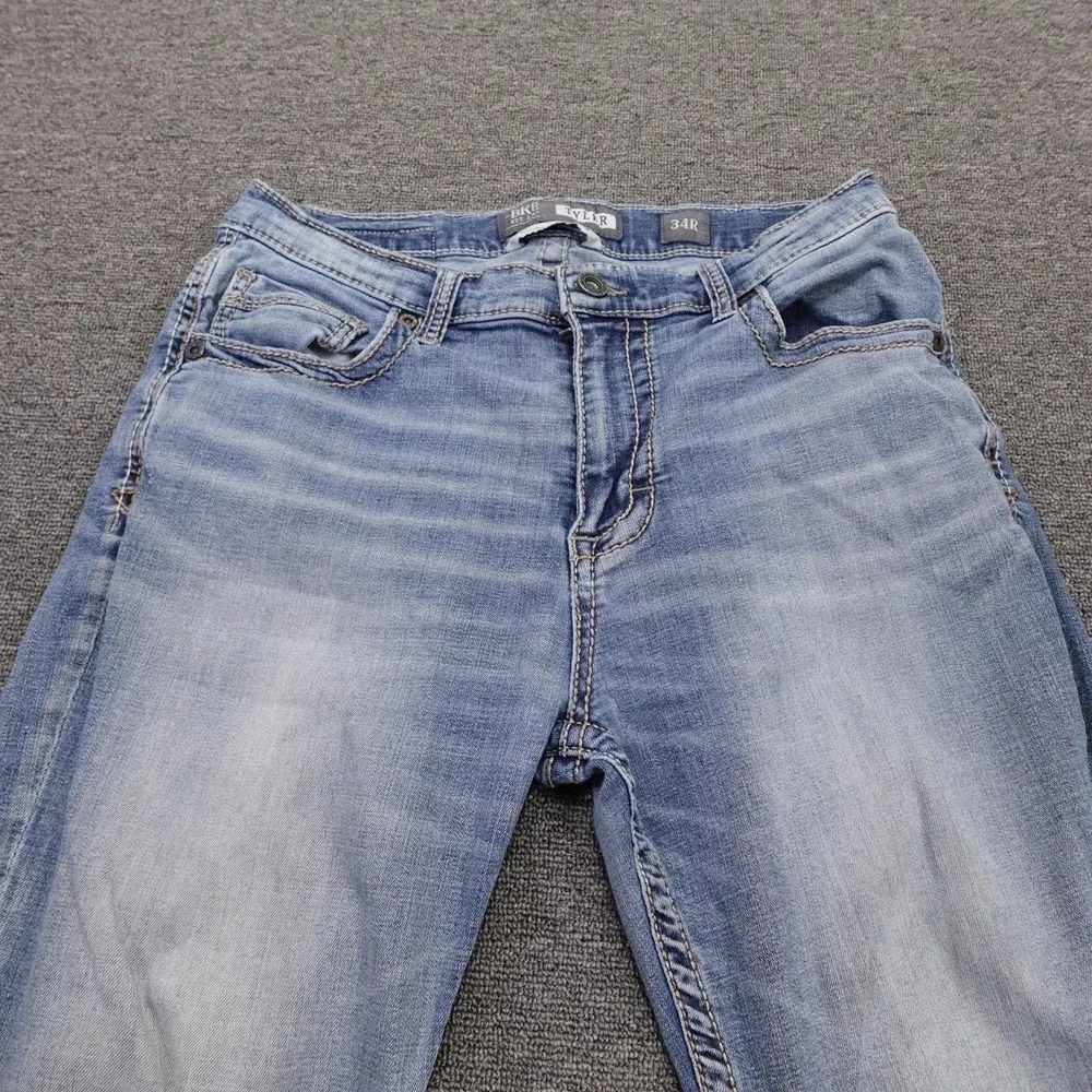 BKE Tyler Jeans Mens 34x31 Blue Light Wash Relaxed Straight Stretch Denim Pants
